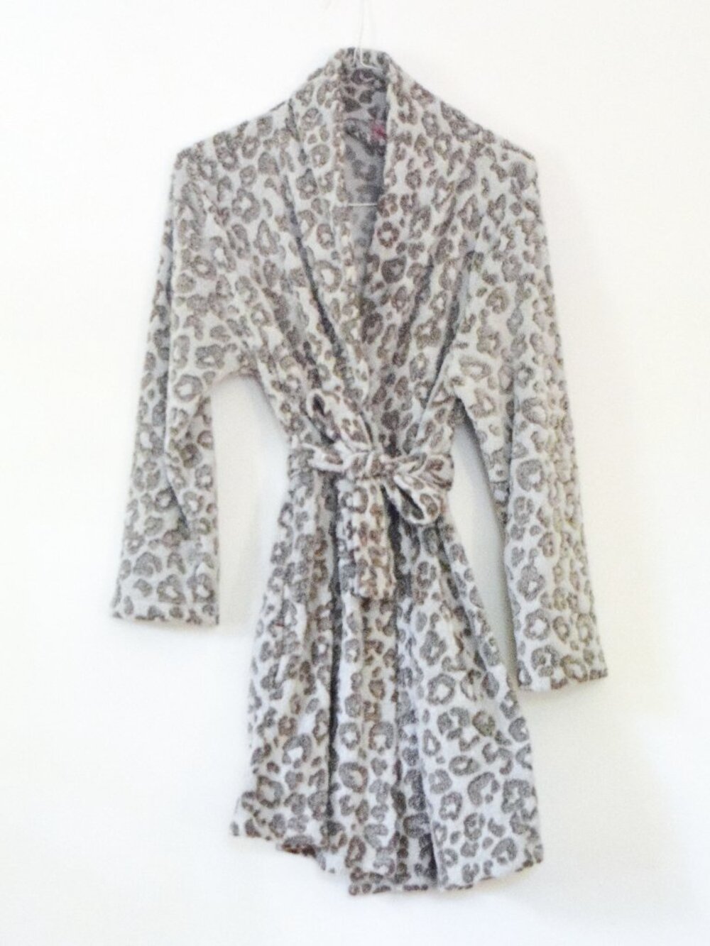 TAREA Light Blue & Gray Leopard Animal Print Terry Cloth Bath Robe | Size